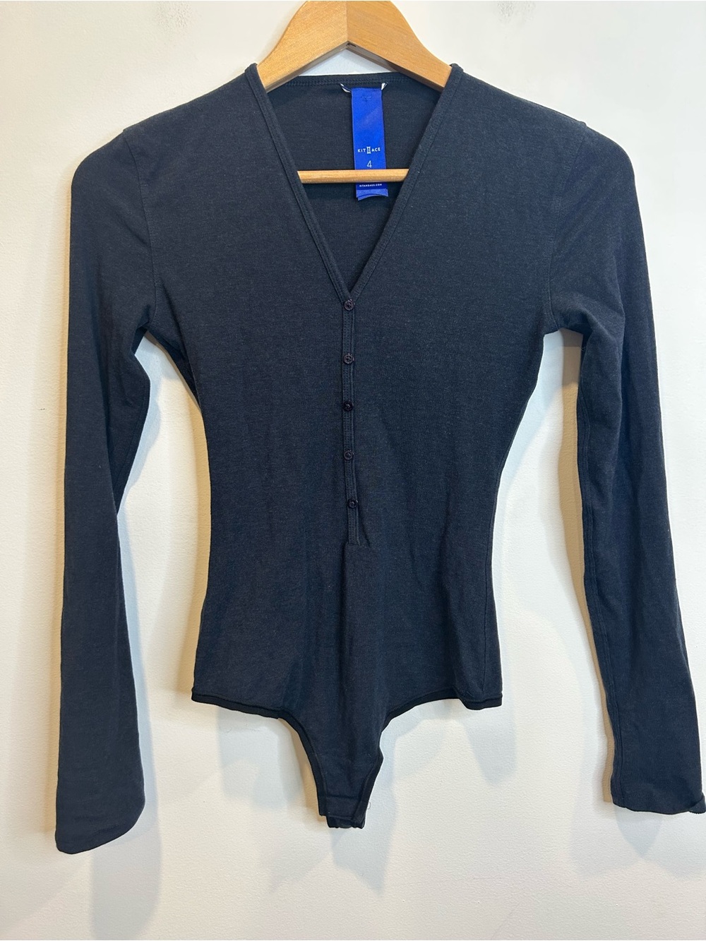 Kit and Ace long-sleeve henley bodysuit Blue Cashmere